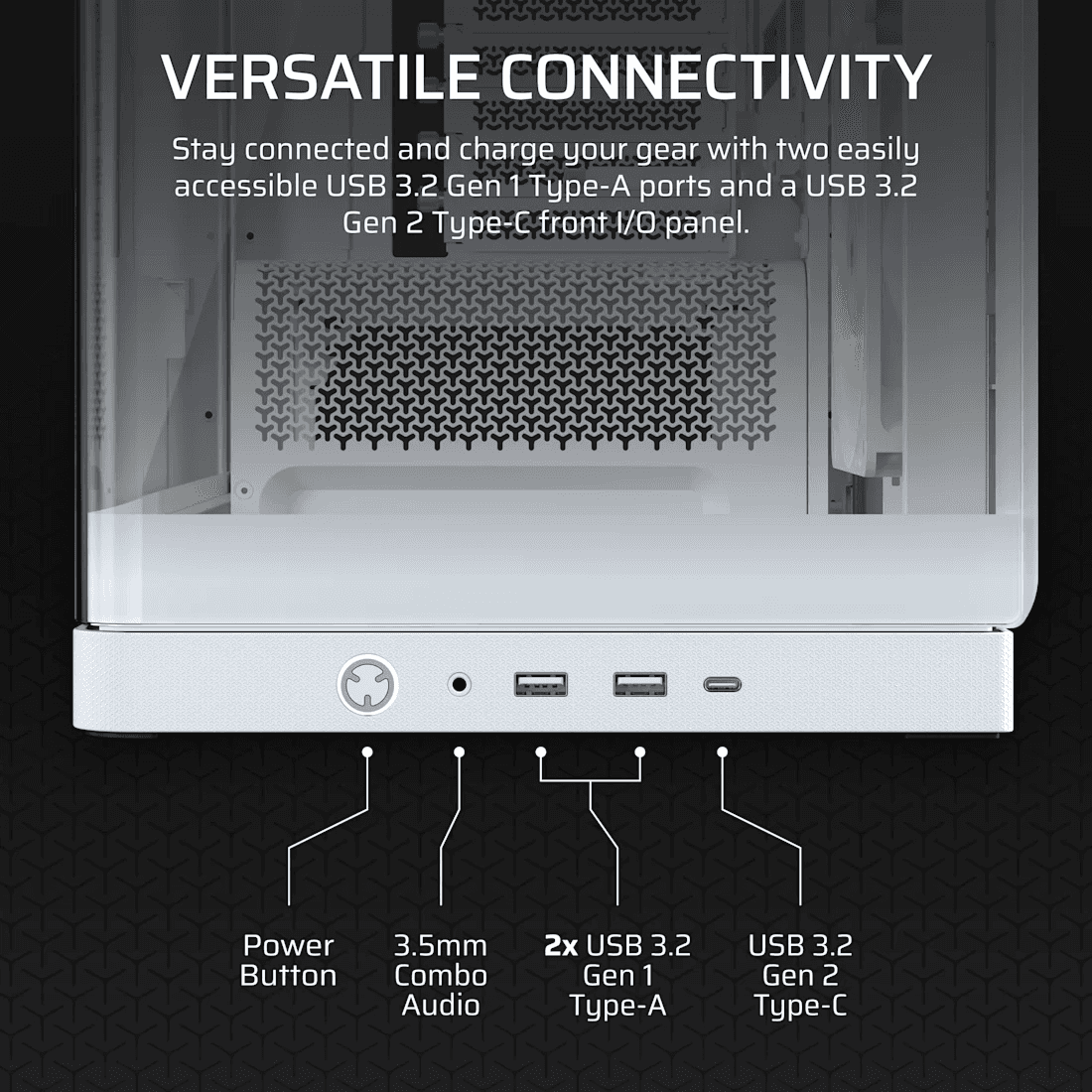 Corsair CORSAIR FRAME 4500X RS-R ARGB White Panoramic Mid-Tower Case, Curved Glass, 3x Reverse Fans, Reverse-Connector Support, White | CC-9011315-WW - thumbnail 7