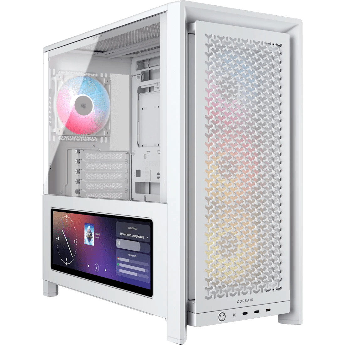 Corsair CORSAIR FRAME 4000D LCD RS ARGB White Mid-Tower Case, 14.5" Touchscreen, Reverse-Connector Support, 4x ARGB Fans, White |  CC-9011327-WW - thumbnail 1