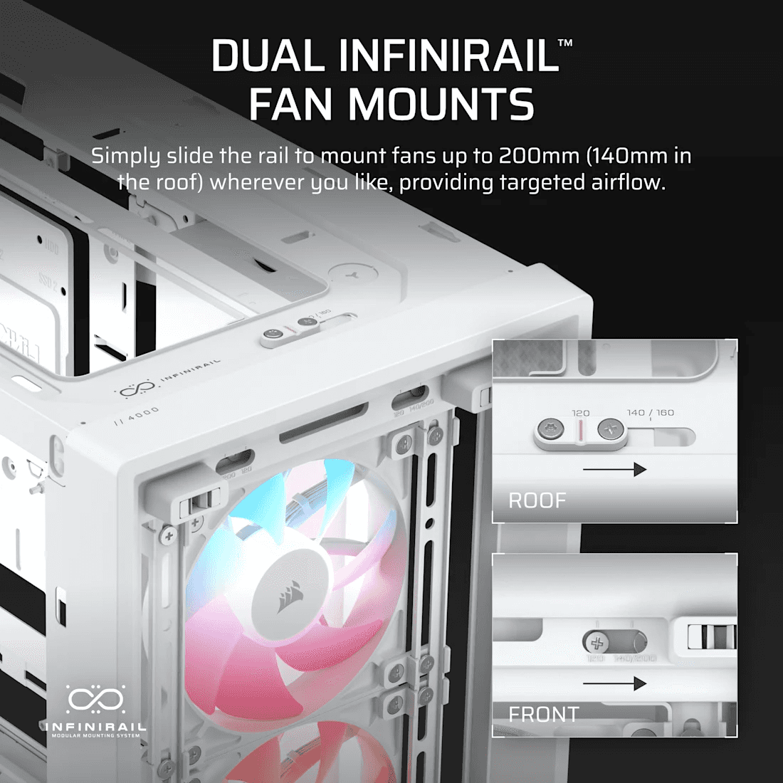 Corsair CORSAIR FRAME 4000D LCD RS ARGB White Mid-Tower Case, 14.5" Touchscreen, Reverse-Connector Support, 4x ARGB Fans, White |  CC-9011327-WW - thumbnail 5