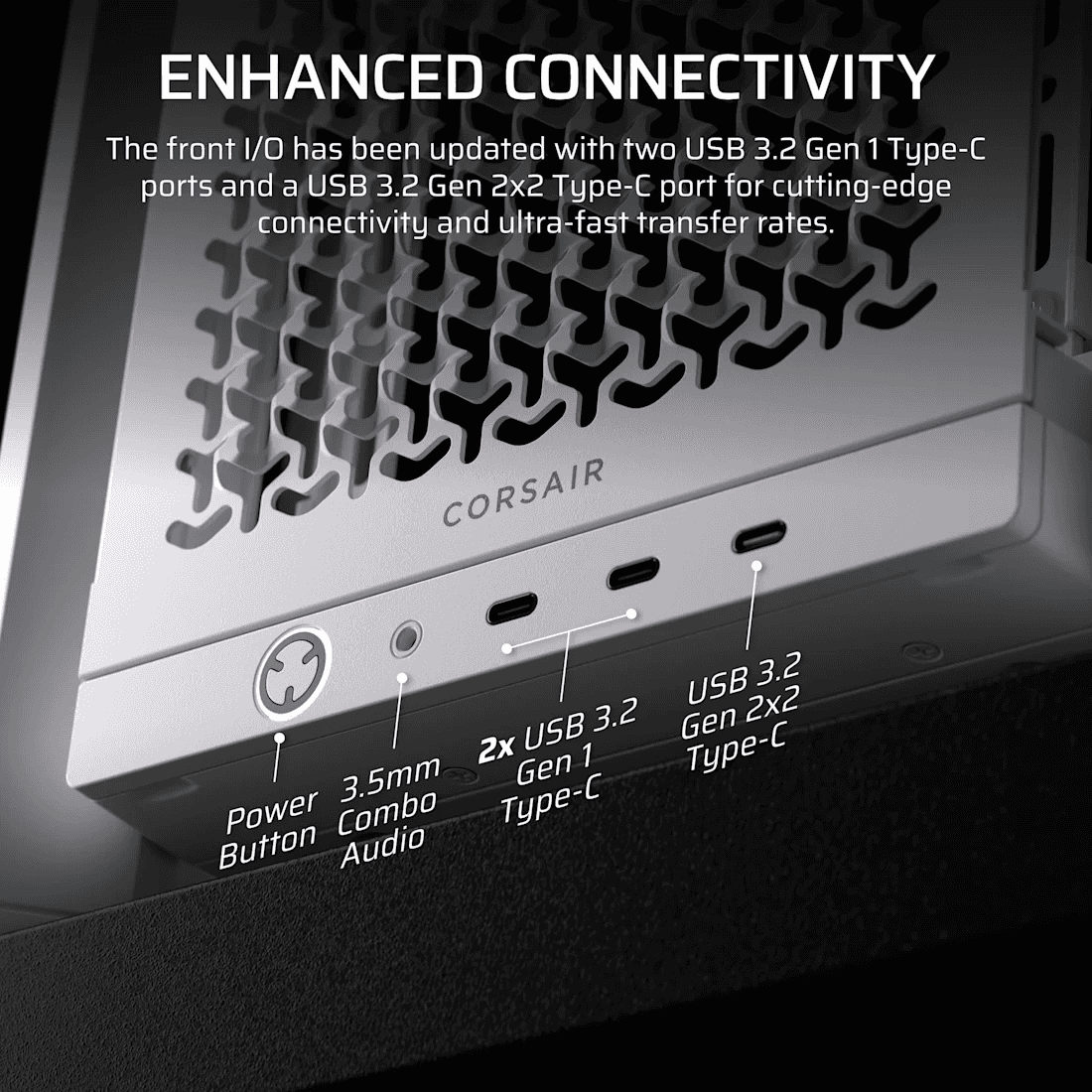 Corsair CORSAIR FRAME 4000D LCD RS ARGB White Mid-Tower Case, 14.5" Touchscreen, Reverse-Connector Support, 4x ARGB Fans, White |  CC-9011327-WW - thumbnail 6