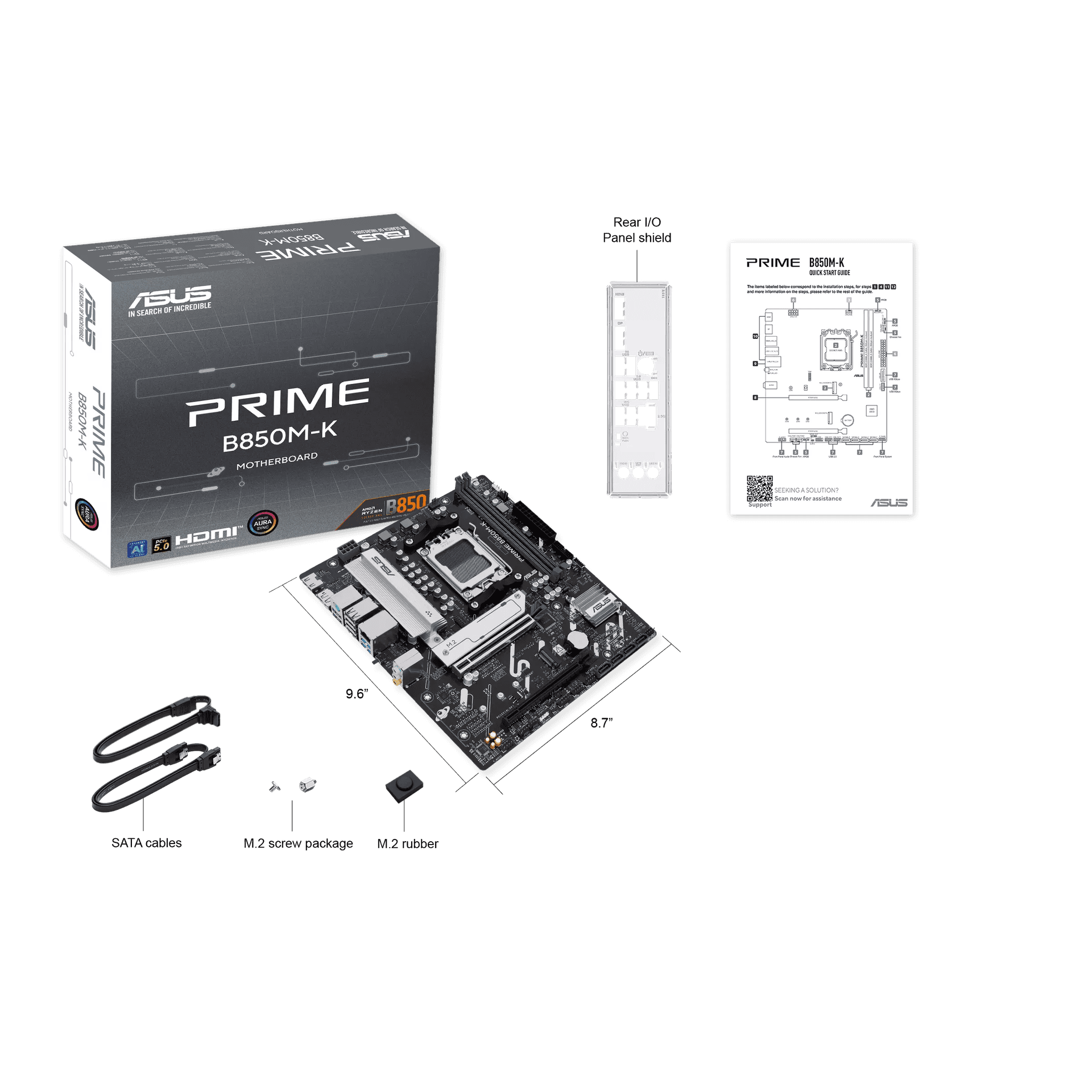 Asus ASUS Prime B850M-K AMD B850 mATX Motherboard, Ryzen AM5 Socket, PCIe 5.0, DDR5 | 90MB1LV0-M0EAY0 - thumbnail 7