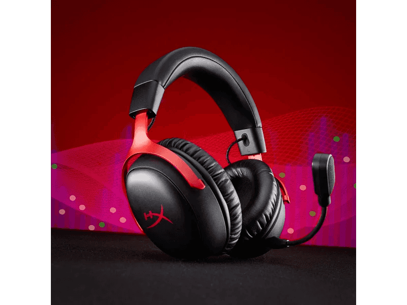 HyperX HyperX Cloud III S Wireless Black-Red Gaming Headset, 2.4GHz Wireless, Bluetooth, or Instant Pair, Up to 120 Hours Battery Life, PC, Mac, PS5, and Mobile | A59Z0AA - thumbnail 3