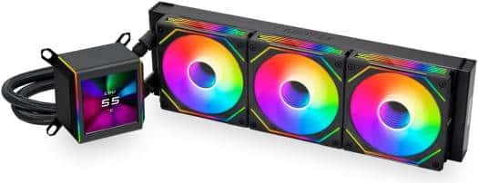 LIAN LI Lian Li Galahad II LCD 360 AIO aRGB CPU Liquid Cooler with 120mm SL Infinity Fans, 2.88??? IPS LCD Screen, Asetek 8th Gen 3600 RPM Pump, Up to 2450 RPM Fan Speed, 79.9 CFM Airflow, Black | GA2ALCD36INB - thumbnail 4