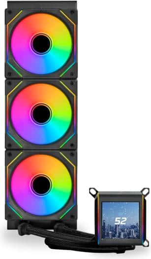 LIAN LI Lian Li Galahad II LCD 360 AIO aRGB CPU Liquid Cooler with 120mm SL Infinity Fans, 2.88??? IPS LCD Screen, Asetek 8th Gen 3600 RPM Pump, Up to 2450 RPM Fan Speed, 79.9 CFM Airflow, Black | GA2ALCD36INB - thumbnail 1