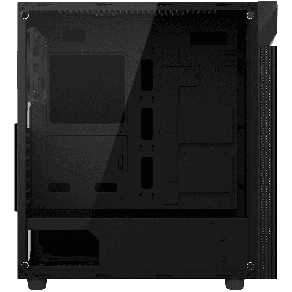 GIGABYTE C200 GLASS Mid Tower Case, Tempered Glass Front panel, With RGB LED Switch & 2 USB 3.0 on I/O Panel, M/B Upto ATX, PSU Shroud Design, Black | GB-C200G thumbnail 4