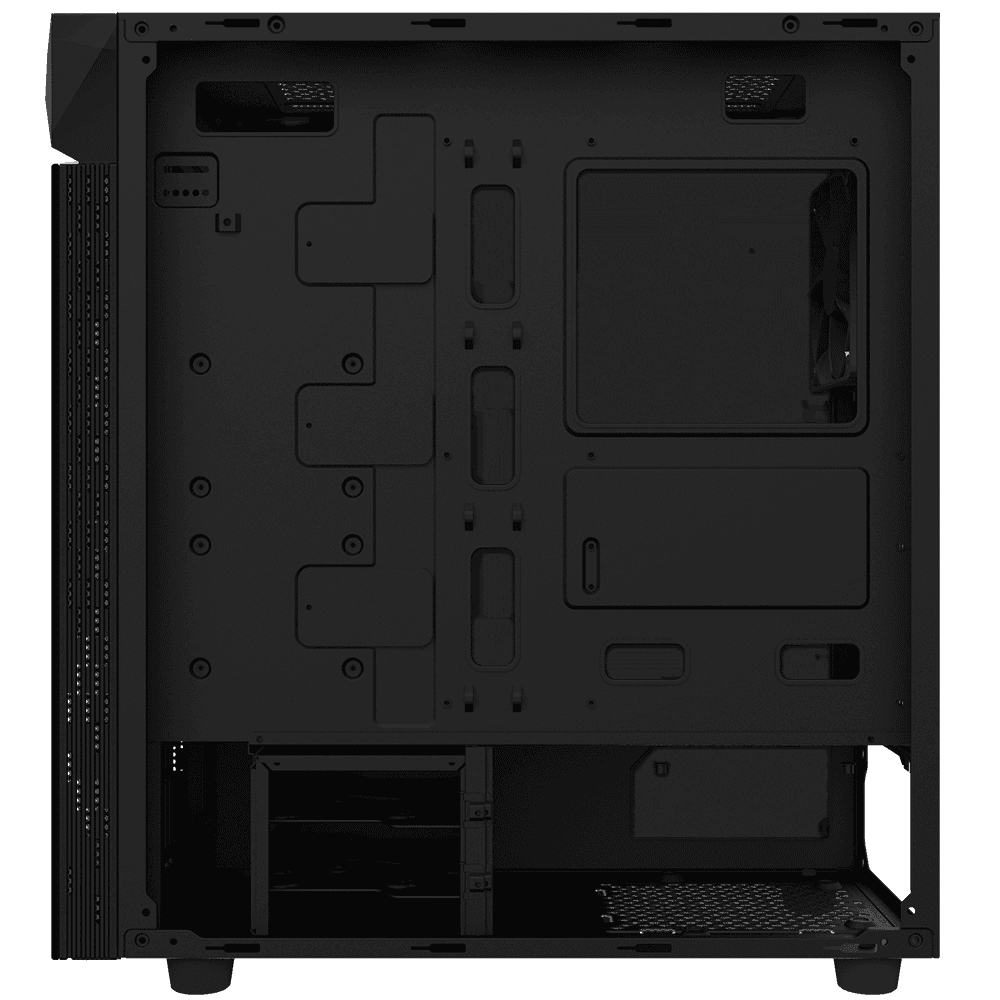 GIGABYTE C200 GLASS Mid Tower Case, Tempered Glass Front panel, With RGB LED Switch & 2 USB 3.0 on I/O Panel, M/B Upto ATX, PSU Shroud Design, Black | GB-C200G thumbnail 3