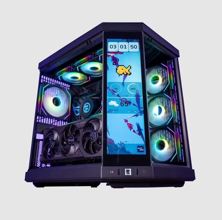 Nanotech Nanotech Y70 SUPER Gaming PC, Ryzen 7 7800x3D, RTX 4080 SUPER 16GB, 32GB 6000MHz DDR5 RAM, 2TB NVME SSD, AIO 3 FAN RGB LIQUID COOLER, 12.6 inch display modular, Wi-Fi + BT, Windows 11 pro + 1 Year Warranty - thumbnail 1