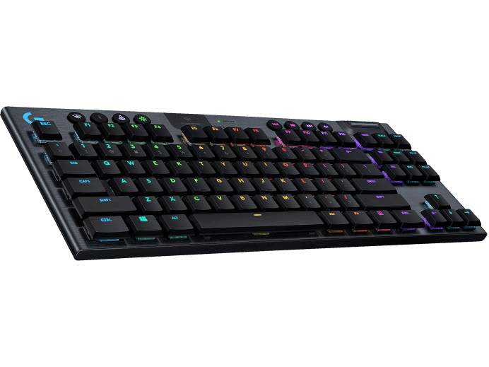 Logitech G915 TKL Tenkeyless LIGHTSPEED Wireless RGB Keyboard, Carbon English International (QWERTY) Clicky, Low-profile Mechanical Switches, 40 hours Battery-life, Thin Design, Black |  920-009537 thumbnail 2