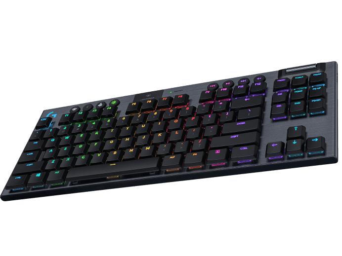 Logitech G915 TKL Tenkeyless LIGHTSPEED Wireless RGB Keyboard, Carbon English International (QWERTY) Clicky, Low-profile Mechanical Switches, 40 hours Battery-life, Thin Design, Black |  920-009537 thumbnail 4