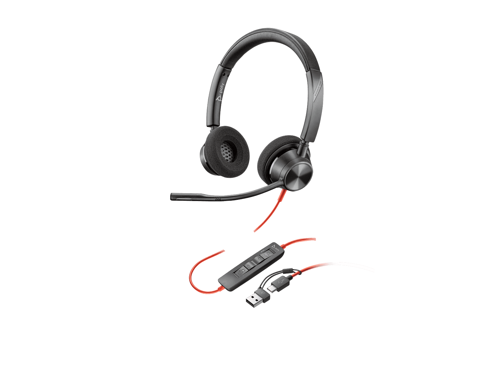 Hp Poly Blackwire 3320 Stereo Microsoft Teams Certified USB-C Headset +USB-C/A Adapter, Noise cancelling Microphone | 8X220AA - thumbnail 1