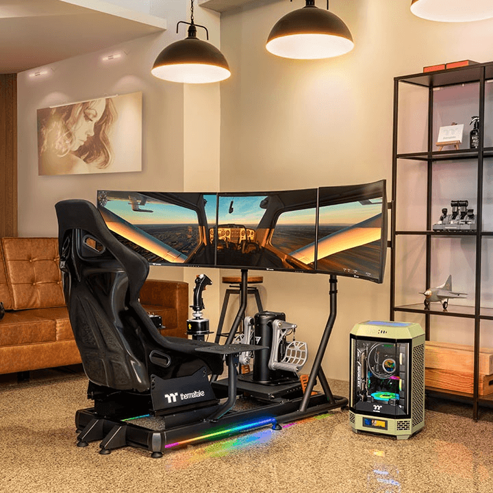 Thermaltake Thermaltake GF500 Flight Simulator Cockpit, Premium Aluminum Profile Rig, Fiberglass Bucket Seat, RGB Lighting, Universal Compatibility | GSC-F50-CPASBB-01 - thumbnail 6