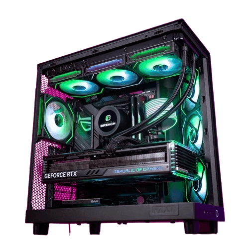 Nanotech Nanotech Best High-End Gaming & Rendering PC: Core  i9 14900K 6GHz MaxTurbo, Nvidia RTX 4070 SUPER 12GB GDDR6X, 64GB (2x32GB) DDR5 DRAM 6200MT/s, 4TB SSD  (2x2TB), 750W Gold Rated, 360mm AIO Liquid Cooler, Wi-Fi+BT, 1 Year Warranty - thumbnail 2