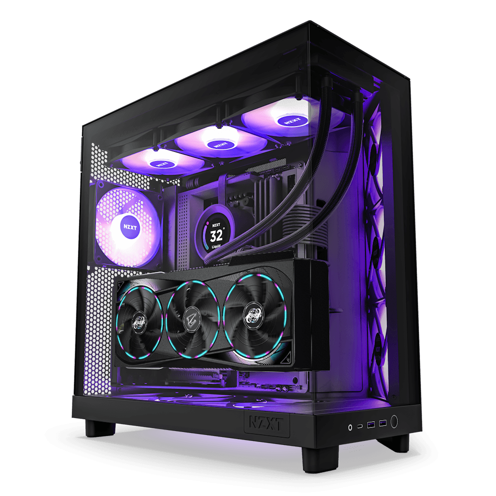 Nanotech High-End Black Gaming PC, Intel Core Ultra 9 285K, RTX 5070 OC Edition 12GB GDDR7, 48GB (2x24GB) DDR5, 2TB NVMe SSD, AIO LCD Cooler, 850W - thumbnail 1