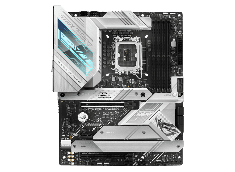 Asus ROG STRIX Z690-A GAMING WIFI  Intel?? Z690 LGA 1700 ATX motherboard with PCIe?? 5.0, 16+1 DrMos, DDR5, Two-Way AI Noise Cancelation, AI Overclocking, AI Cooling, AI Networking, WiFi 6E, Intel 2.5 Gb Ethernet, four M.2 slots with heatsinks PCIe 4.0 NVMe??  - thumbnail 2