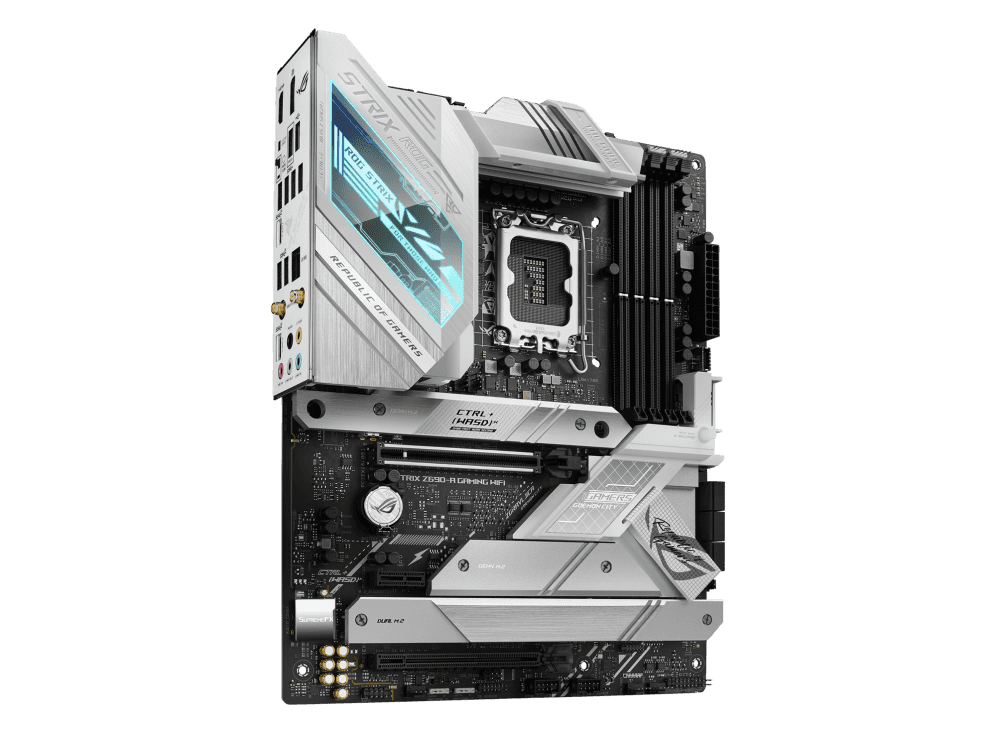 Asus ROG STRIX Z690-A GAMING WIFI  Intel?? Z690 LGA 1700 ATX motherboard with PCIe?? 5.0, 16+1 DrMos, DDR5, Two-Way AI Noise Cancelation, AI Overclocking, AI Cooling, AI Networking, WiFi 6E, Intel 2.5 Gb Ethernet, four M.2 slots with heatsinks PCIe 4.0 NVMe??  - thumbnail 3