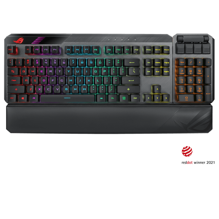 Asus Asus MA02 Rog Claymore II Wireless Modular Mechanical Gaming Keyboard, Detachable Numpad, RX Red Switches, Aura Sync, 2.4 Ghz, USB 2.0,English Arabic, Black | 90MP01W0-BKCA00 - thumbnail 2