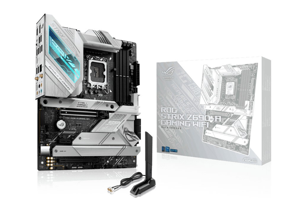 Asus ROG STRIX Z690-A GAMING WIFI  Intel?? Z690 LGA 1700 ATX motherboard with PCIe?? 5.0, 16+1 DrMos, DDR5, Two-Way AI Noise Cancelation, AI Overclocking, AI Cooling, AI Networking, WiFi 6E, Intel 2.5 Gb Ethernet, four M.2 slots with heatsinks PCIe 4.0 NVMe??  - thumbnail 4
