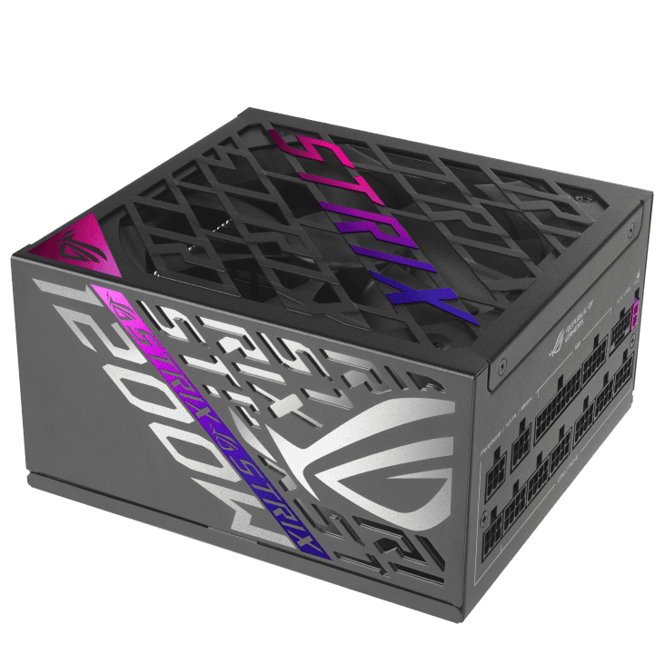 Asus ASUS ROG Strix 1200W Fully Modular Power Supply, 80 PLUS Platinum Efficiency, Active PFC, GaN MOSFET, ATX 3.1 Compatible, Cybernetic Lambda A+, Dual Ball Fan bearings, Black | 90YE00W0-B0NA00 - thumbnail 2