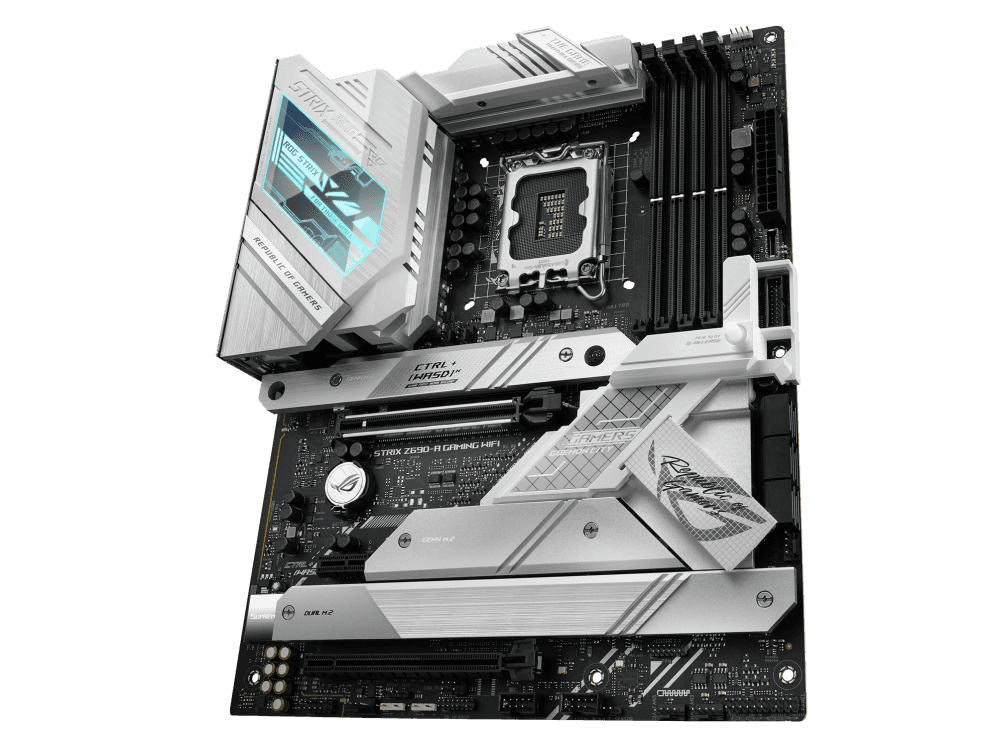 Asus ROG STRIX Z690-A GAMING WIFI  Intel?? Z690 LGA 1700 ATX motherboard with PCIe?? 5.0, 16+1 DrMos, DDR5, Two-Way AI Noise Cancelation, AI Overclocking, AI Cooling, AI Networking, WiFi 6E, Intel 2.5 Gb Ethernet, four M.2 slots with heatsinks PCIe 4.0 NVMe??  - thumbnail 9