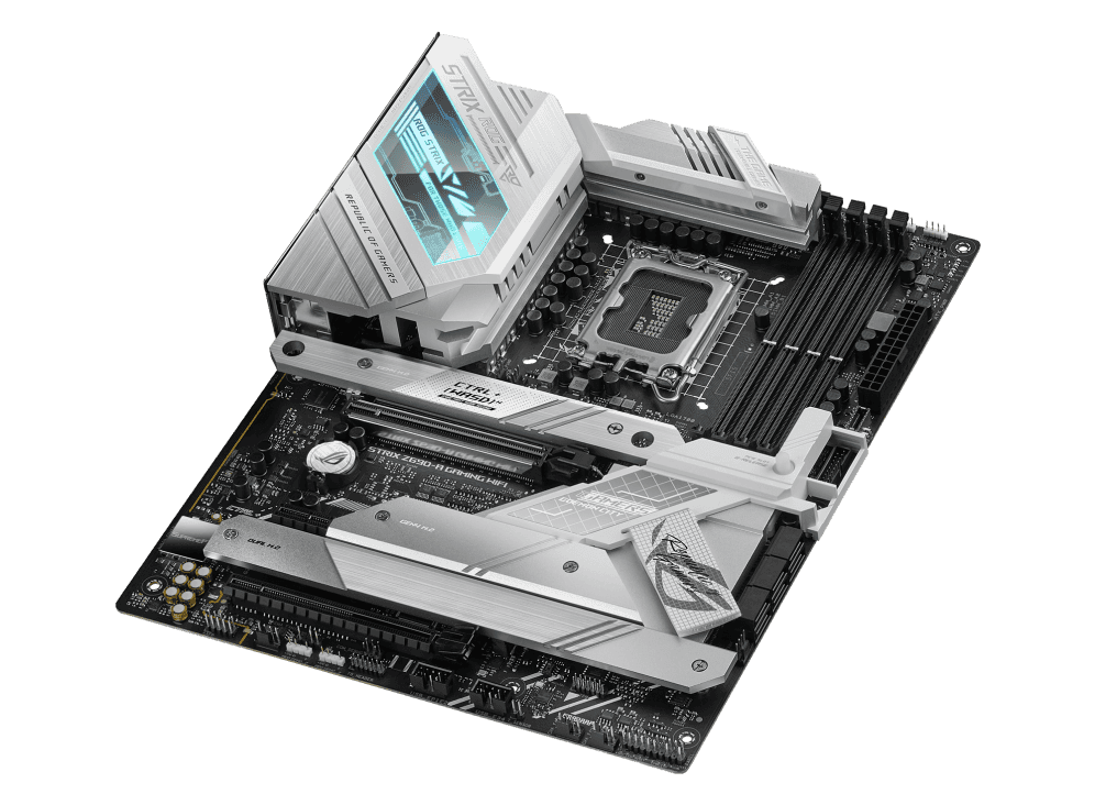 Asus ROG STRIX Z690-A GAMING WIFI  Intel?? Z690 LGA 1700 ATX motherboard with PCIe?? 5.0, 16+1 DrMos, DDR5, Two-Way AI Noise Cancelation, AI Overclocking, AI Cooling, AI Networking, WiFi 6E, Intel 2.5 Gb Ethernet, four M.2 slots with heatsinks PCIe 4.0 NVMe??  - thumbnail 1