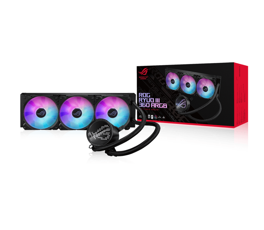 Asus ASUS ROG Ryuo III 360 all-in-one liquid CPU cooler with Asetek 8th gen pump solution, Anime Matrix??? LED Display and ROG ARGB cooling fans. BLACK | 90RC00I1-M0UAY0 - thumbnail 8