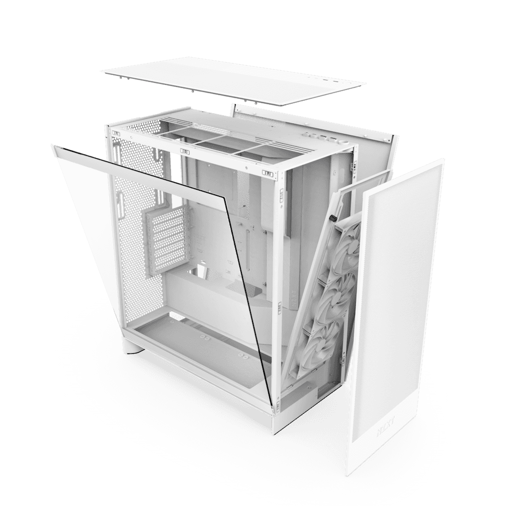 NZXT H7 Flow Mid-Tower ATX Airflow Computer Case, 3x F120Q included, 420mm Radiator Support, SGCC Steel, Ultra-Clear Tempered Glass Material, Up to 10x Fan Capacity, White | CM-H72FW-01 thumbnail 5
