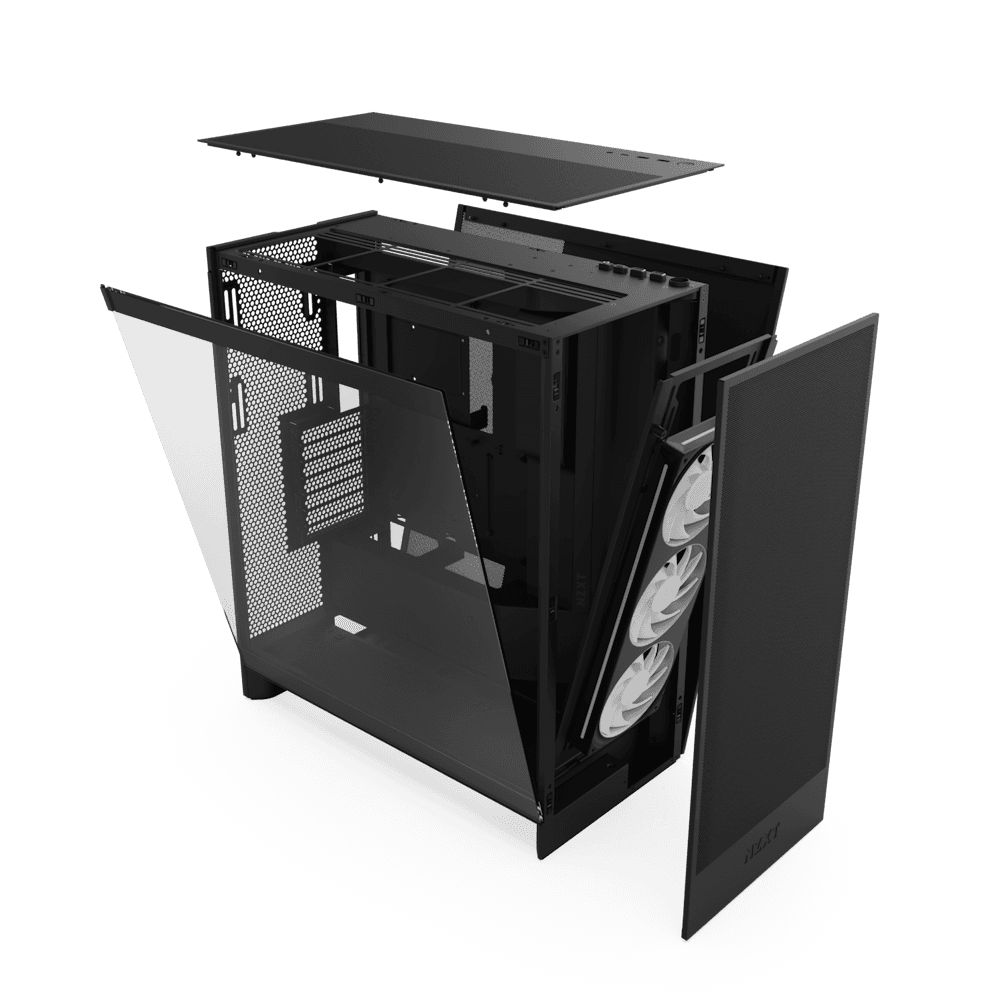 NZXT NZXT H7 Flow RGB Mid-Tower ATX Airflow Case with RGB Fans, Motherboard Support upto E-ATX, SGCC Steel, Dark Tinted Tempered Glass, F360 RGB Core Single-frame Fan, Supports up to 420mm Radiator, 10-Fan Capacity, Black | CM-H72FB-R1 - thumbnail 3