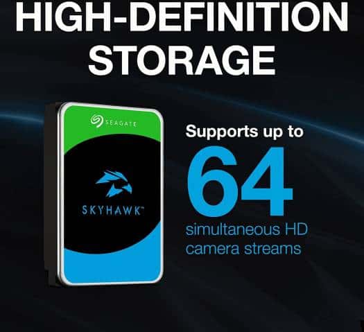 Seagate 8TB SkyHawk Surveillance SATA III 3.5" Internal Hard Drive, Up to 180 MB/s Sustained Transfer Rates, 1 Million Hours MTBF, 256MB Cache, 5400 RPM, Supports up to 64 HD Cameras | ST8000VX010 - thumbnail 4