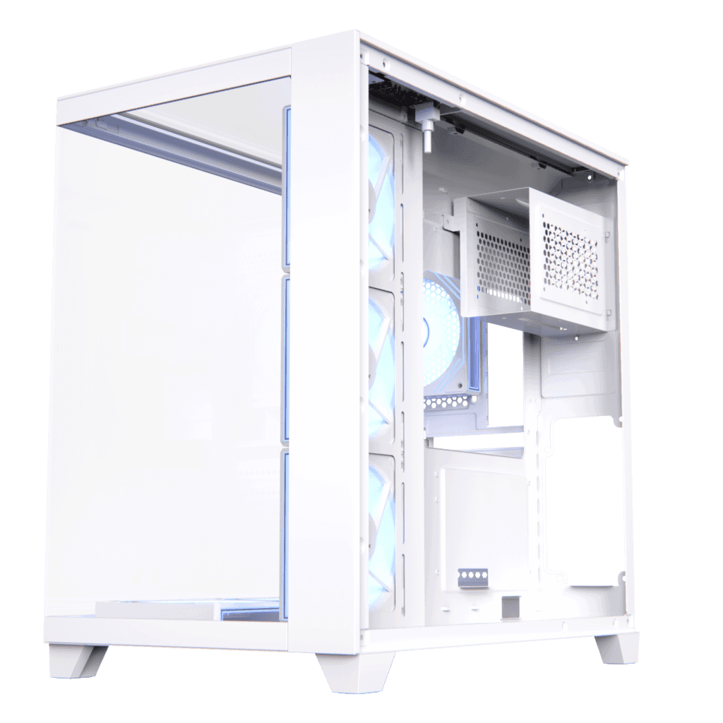 ACEGEEK AceGeek Horizon Type-C Dual Chamber Panoramic Tempered Glass ATX Mid Tower Gaming Computer Case White | AG-HORIZON-WT - thumbnail 3