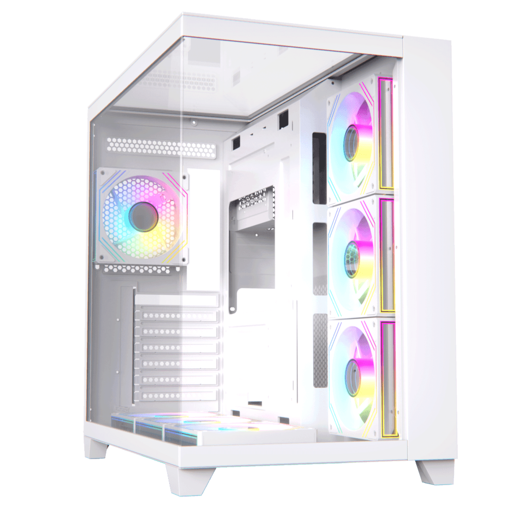 ACEGEEK AceGeek Horizon Type-C Dual Chamber Panoramic Tempered Glass ATX Mid Tower Gaming Computer Case White | AG-HORIZON-WT - thumbnail 7