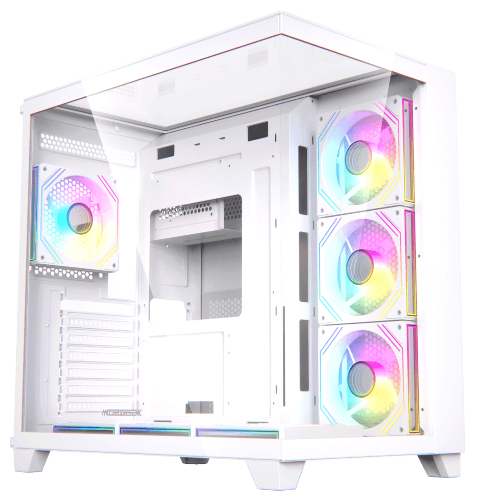 ACEGEEK AceGeek Horizon Type-C Dual Chamber Panoramic Tempered Glass ATX Mid Tower Gaming Computer Case White | AG-HORIZON-WT - thumbnail 1
