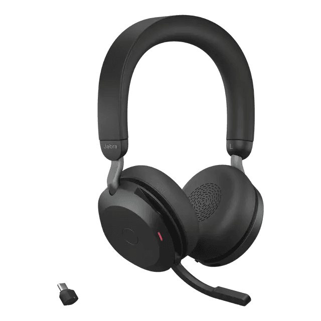 Jabra Evolve2 75 USB-C UC Wireless Headset with Charging Stand, Active Noise-Cancellation ANC, Microphone, On-ear headband, USB-A/USB-C BT Adapter, BT 5.2, Black | 27599-989-889 thumbnail 4