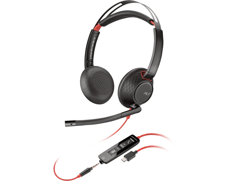 Hp HP Poly Blackwire 5220 Stereo USB-C Headset +3.5mm Plug +USB-C/A Adapter (Bulk), Black | 8X231A6 - thumbnail 1
