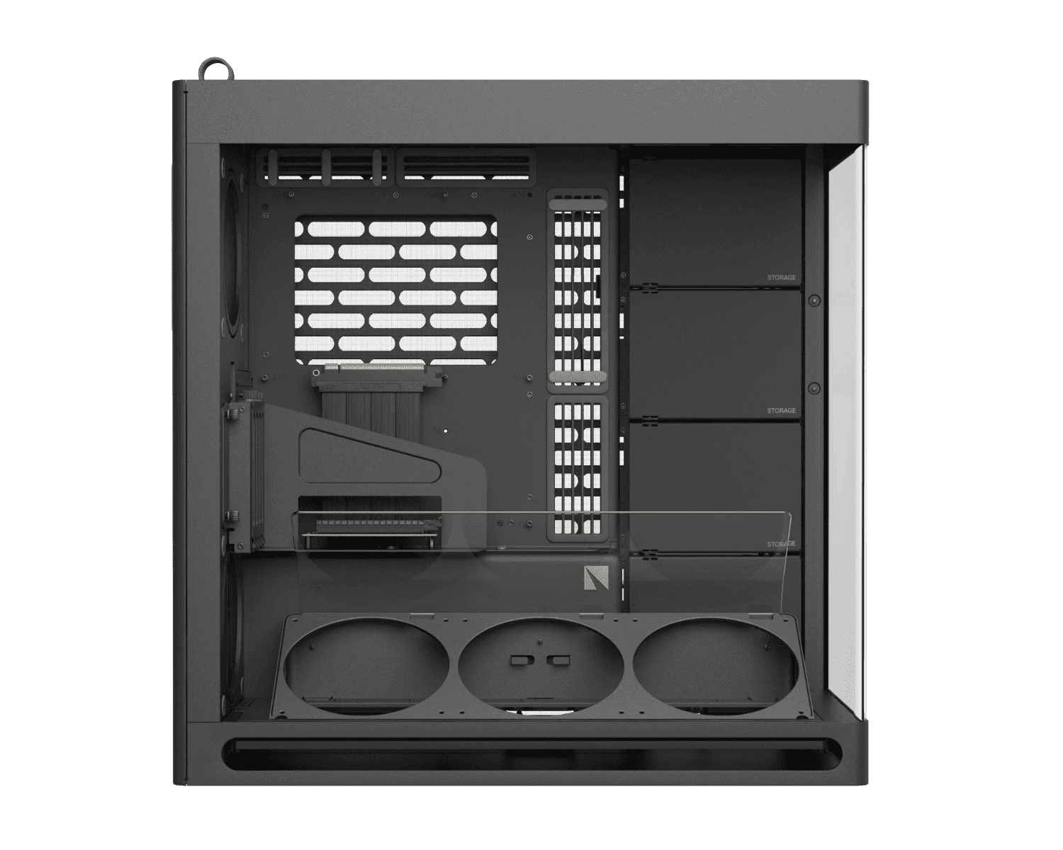HAVN HAVN HS 420 VGPU Mid-tower PC Case, Motherboard Supports Upto E-ATX, VGPU Mount Kit with a PCI E 5.0 riser cable, 11x Fan Support, 3-way Adjustable GPU Support, Black | HVN-CA-HS420-08 - thumbnail 4