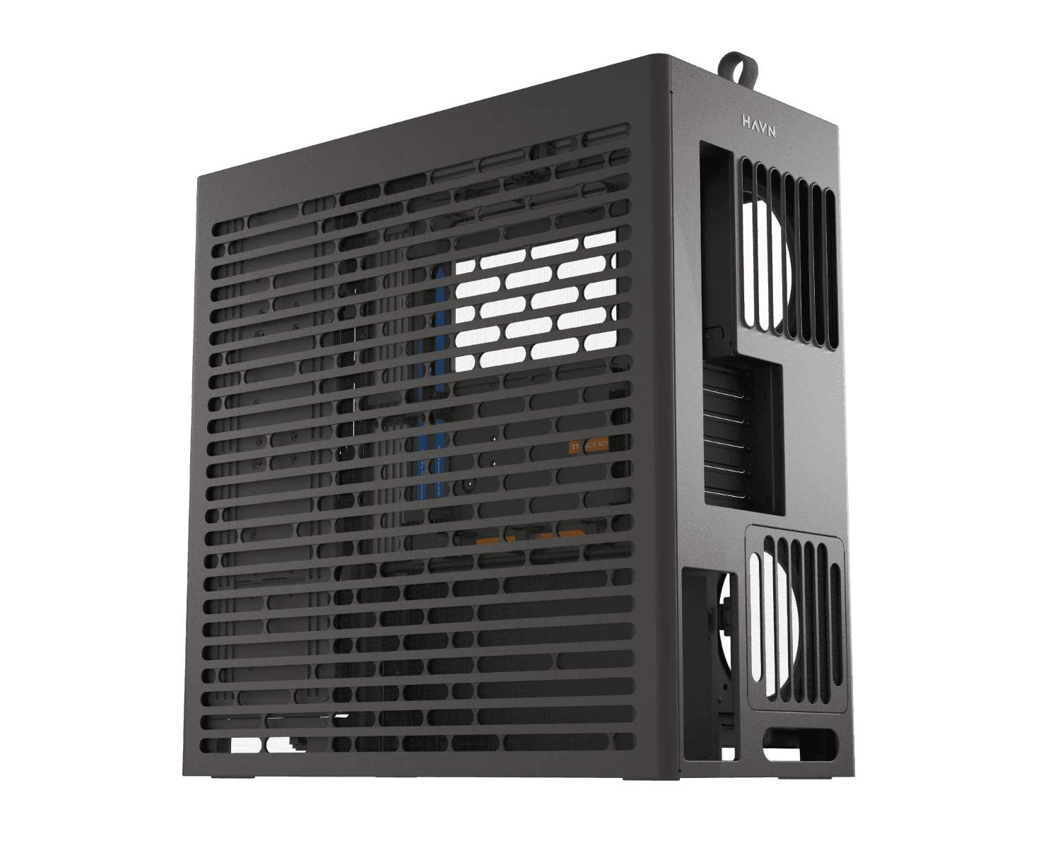 HAVN HS 420 VGPU Mid-tower PC Case, Motherboard Supports Upto E-ATX, VGPU Mount Kit with a PCI E 5.0 riser cable, 11x Fan Support, 3-way Adjustable GPU Support, Black | HVN-CA-HS420-08 thumbnail 3