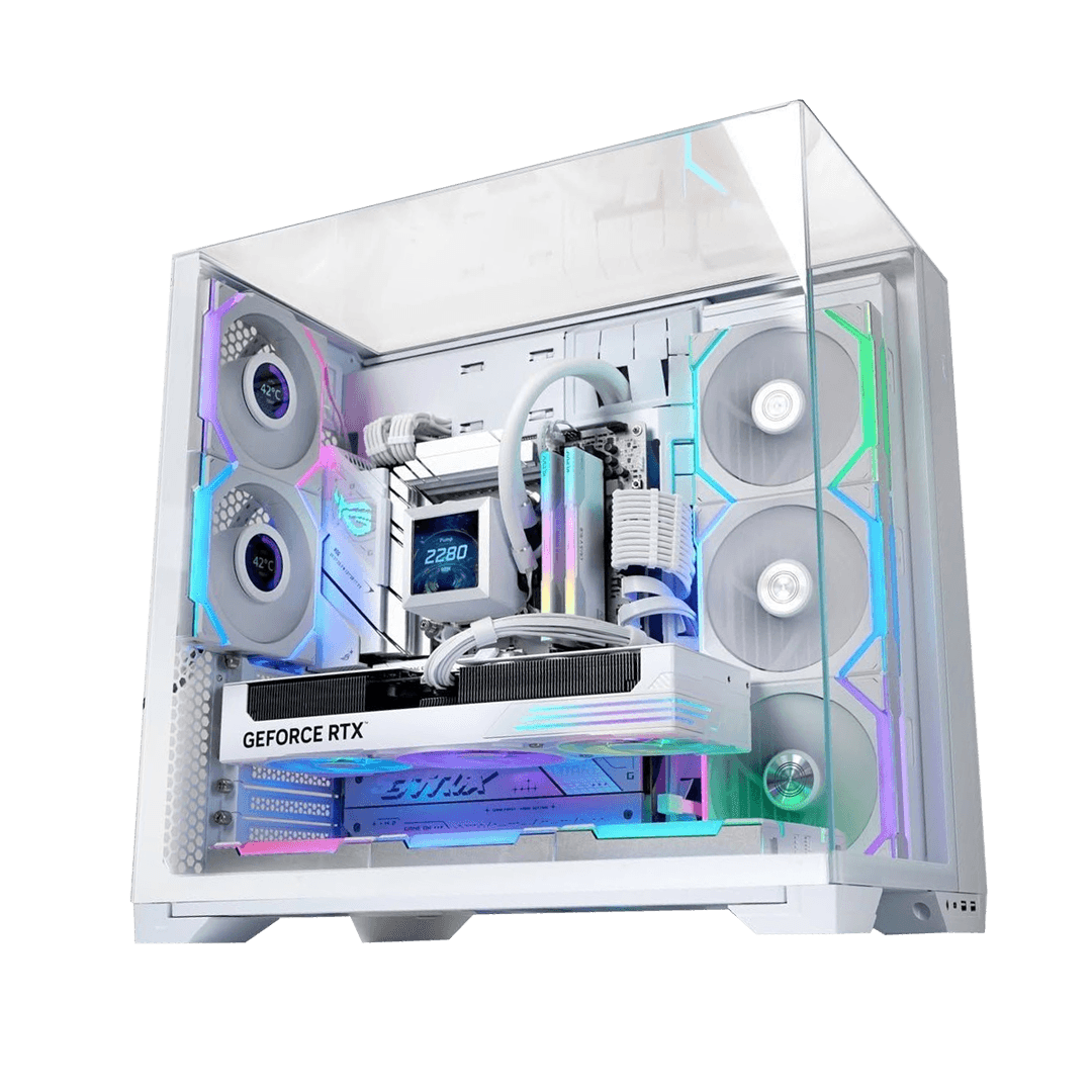 Nanotech Pure White AMD Gaming PC: Ryzen 7 9700X + RTX 5070 OC, 32GB DDR5, 1TB Gen5 NVMe, LCD AIO, WiFi 7 - thumbnail 1