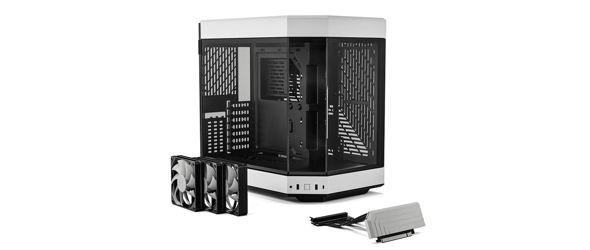 HYTE HYTE Y60 Modern Aesthetic Mid-Tower ATX Gaming PC Case, Panoramic Tempered Glass Design, Dual Chamber, 360mm Radiator Support, 6x 120mm Fans, PCIE 4.0 Cable, White | CS-HYTE-Y60-WW - thumbnail 6