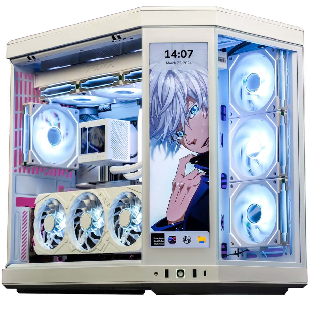 Nanotech Nanotech Hyte Y70 Touch White Gaming PC: Core i9 14900KS, RTX 4090 24GB GDDR6X White OC, 64GB (2x32GB) DDR5 DRAM 6400MT/s, 4TB PCIe NVMe, AIO CPU Liquid Cooler, 1650W GF3 Gold, WiFi+BT, 1 Year Warranty - thumbnail 5