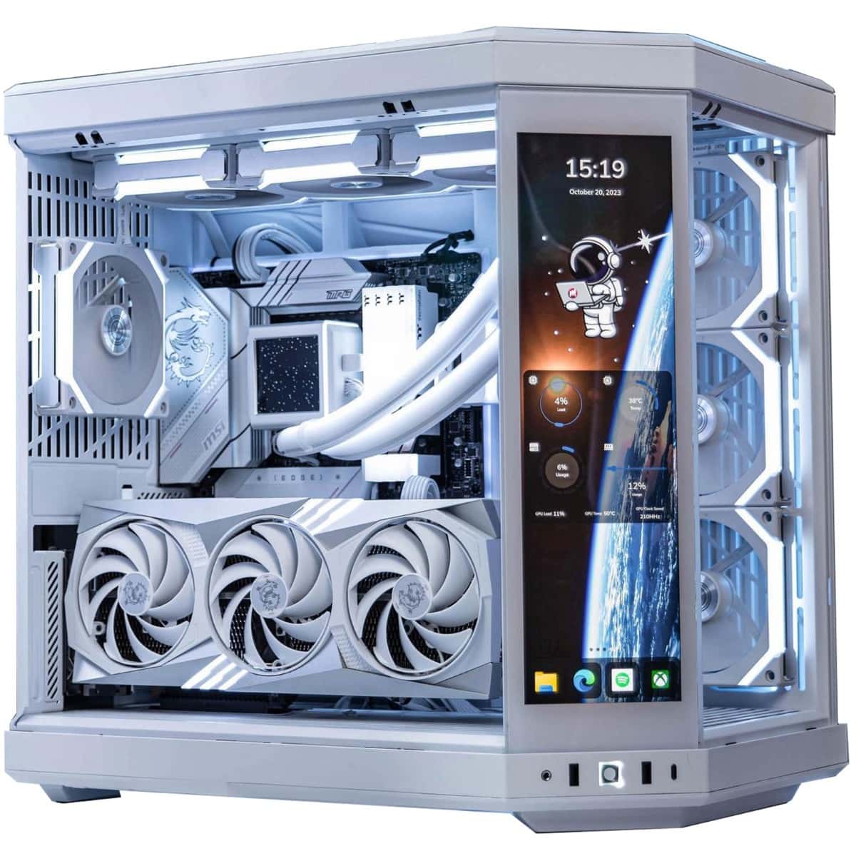 Nanotech Nanotech Hyte Y70 Touch White Gaming PC: Core i9 14900KS, RTX 4090 24GB GDDR6X White OC, 64GB (2x32GB) DDR5 DRAM 6400MT/s, 4TB PCIe NVMe, AIO CPU Liquid Cooler, 1650W GF3 Gold, WiFi+BT, 1 Year Warranty - thumbnail 3