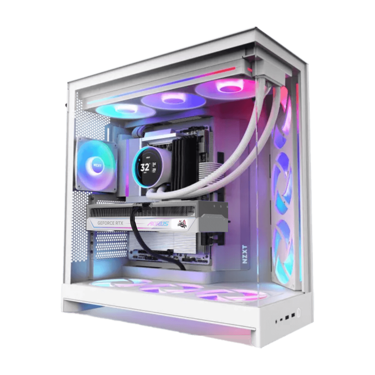 Extreme White Gaming PC: Intel Core Ultra 9 285K + AORUS RTX 5090 OC White 32GB, 64GB DDR5 6000MHz, 4TB NVMe, 420mm Kraken Elite LCD AIO, 1200W ATX 3.1, WiFi 7 - thumbnail 1
