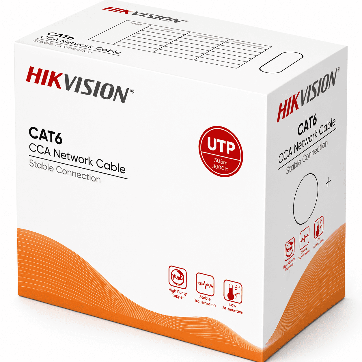 HIKVISION Hikvision DS-1LN6UU-CCA 305 m CAT6 UTP Network Cable (CCA,0.565 mm), Not full copper only 22%. - thumbnail 1