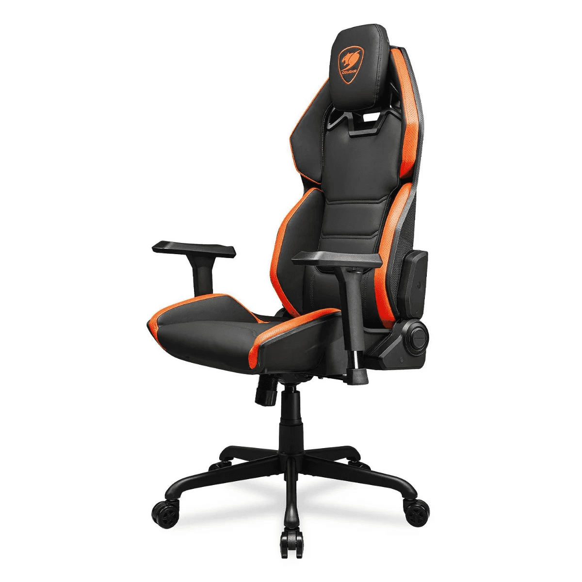 Cougar Cougar Hotrod Multi-zone Backrest Anchored Gaming Chair, Hyper-dura Leatherette, 3D Adjustable Armrest, Class 4 Gas Lift, 150º Reclining, 5-Star Steel Base, 2.4" Wheels, Orange-Black | 3MARXORB.0001 - thumbnail 4