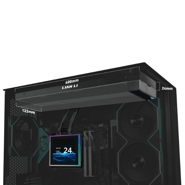 LIAN LI Lian Li HydroShift II LCD-S 360 Fanless AIO Liquid CPU Cooler, 3.4" IPS LCD Display, 3200 RPM Pump, Hidden Tubing Design, Black, | GHS2LCDS36NB - thumbnail 2