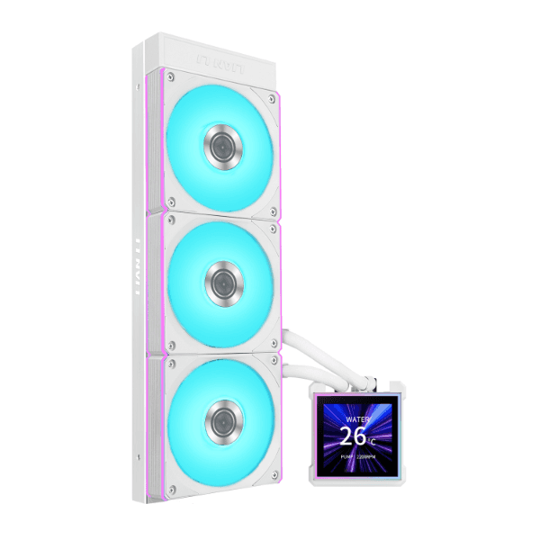 Lian Li HydroShift II LCD-S 360CL White AIO Liquid Cooler, 3.4" IPS LCD, Wireless Aesthetic, 3200 RPM Pump | G89.GHS2LCDS36CW.00 thumbnail 1