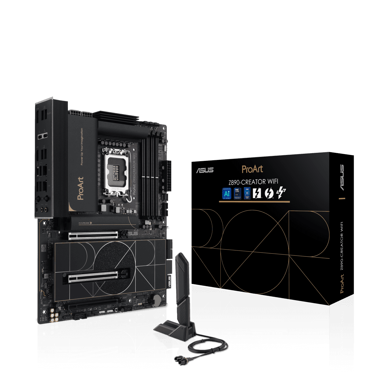 Asus Asus PROART Z890-CREATOR WIFI Intel Z890 LGA1851 ATX Content Creation motherboard, PCIe 5.0, DDR5 slots, 2x USB4® ports, 10G & 2.5G Ethernet, WiFi 7, 5x M.2 slots, USB 20Gpbs front-panel header | 90MB1JD0-M0EAY0 - thumbnail 1
