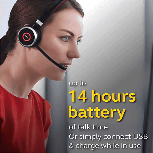 Jabra Jabra Evolve 65 SE Link380a MS Stereo Bluetooth Headset with Dual Connectivity, Noise Cancelling Microphone, Up to 12h Battery Life, 30m Wireless Range, For Multi Tasking, Black | 6599-833-309 - thumbnail 1