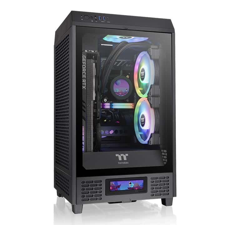 Thermaltake The Tower 200 Mini Computer Case, SPCC+Tempered Glass Material, Supports Up to 280mm Radiator, Up to 4 Fans Support, Removable Dust Filter-Black - thumbnail 6