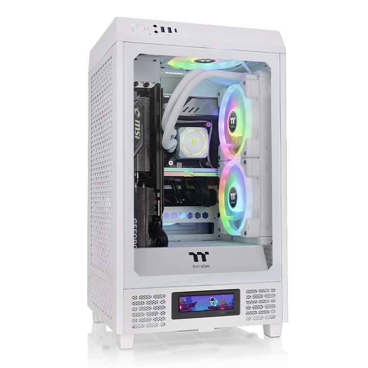 Thermaltake Thermaltake The Tower 200 Mini Computer Case, SPCC+Tempered Glass Material, Supports Up to 280mm Radiator, Up to 4 Fans Support, Removable Dust Filter-White - thumbnail 2