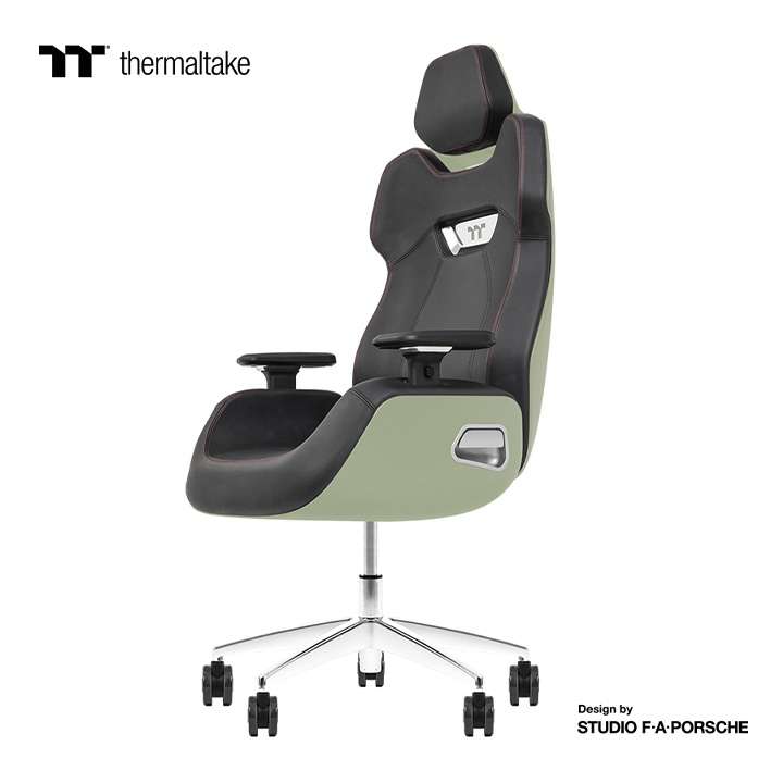 Thermaltake Argent E700 Real Leather Gaming Chair, Design by Studio F. A. Porsche, 4D Adjustable Armrests, Wire-Control Mechanism, 4 Gas Lift-Matcha Green - thumbnail 1