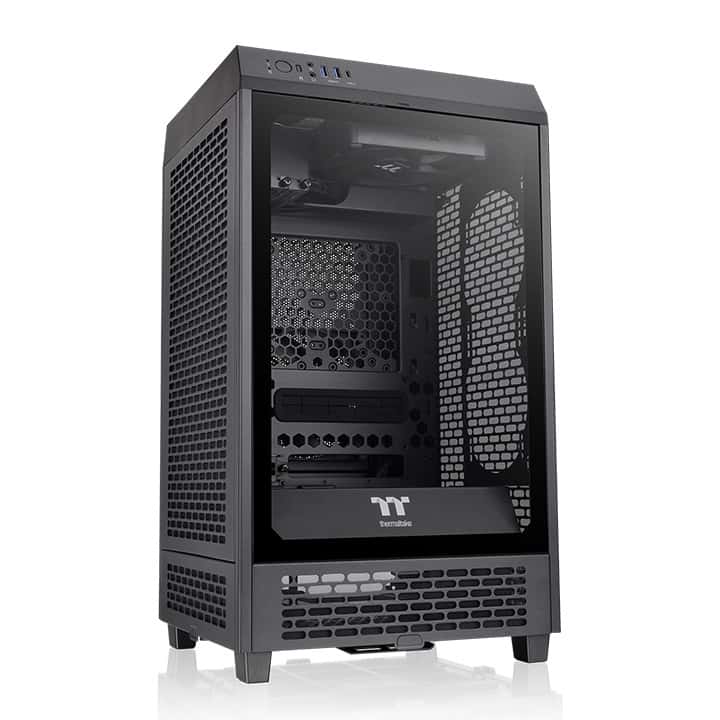 Thermaltake The Tower 200 Mini Computer Case, SPCC+Tempered Glass Material, Supports Up to 280mm Radiator, Up to 4 Fans Support, Removable Dust Filter-Black - thumbnail 1